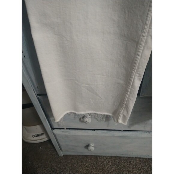 Zara Distressed Wide Leg Jeans White Sz 12 Boho Beachy Cottagecore - Picture 3 of 8